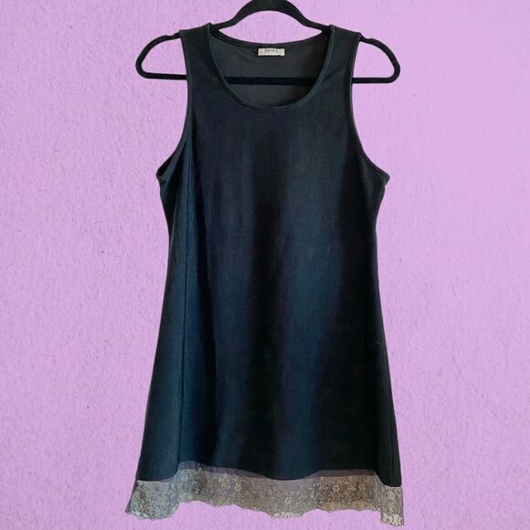 Vintage 90’s little black mini dress lace hem - Picture 1 of 11